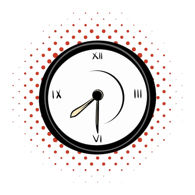 Uhr-comic-symbol auf weißem hintergrund