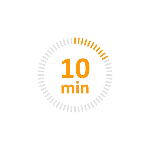 Uhr-Icon-Vektor-Illustration Timer-Zeichen 10 Minuten auf isoliertem Hintergrund Countdown-Zeichen-Konzept