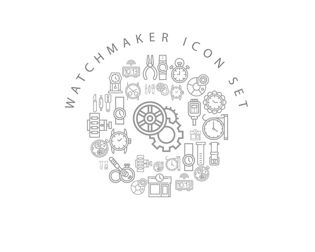 Uhrmacher-icon-set-design