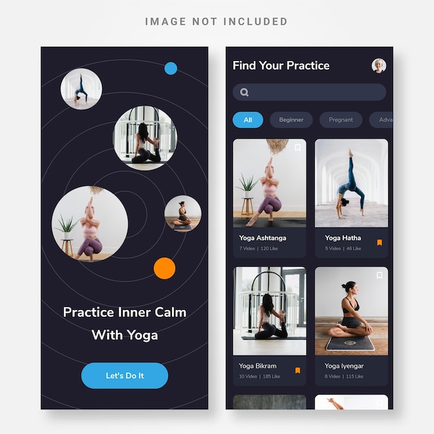 Vektor ui-design yoga design app-vorlage