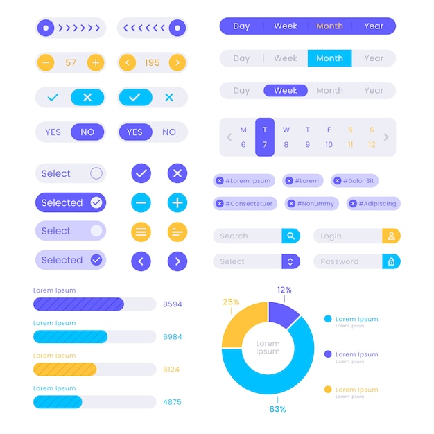 Vektor ui-kit-sammlung im flachen design