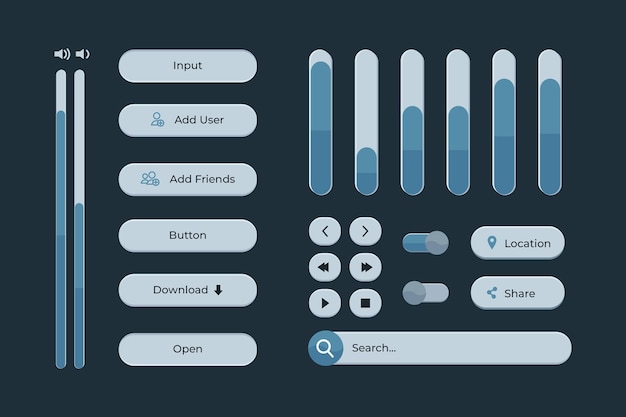 UI-Kit-Sammlung im flachen Design