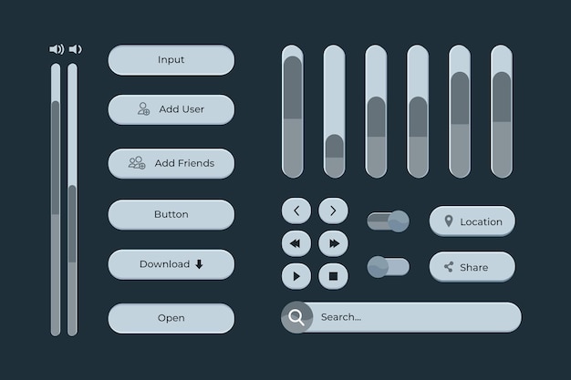 UI-Kit-Sammlung im flachen Design