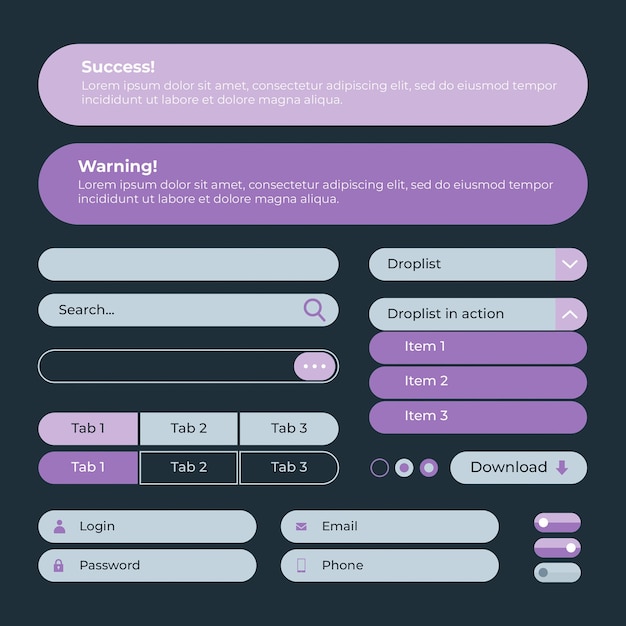 UI-Kit-Sammlung im flachen Design