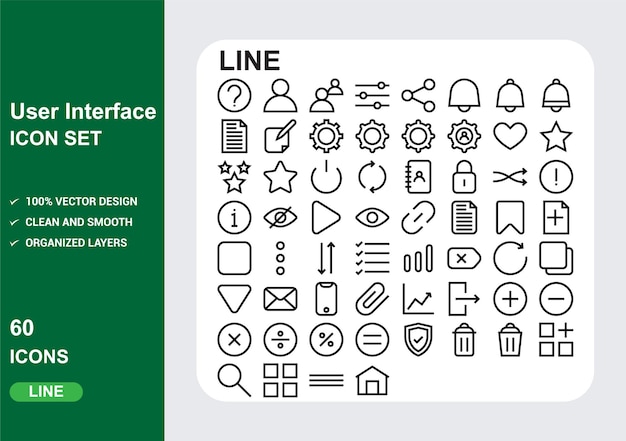 ui-Linie-Symbole mit weißem Hintergrund Freier Vektor