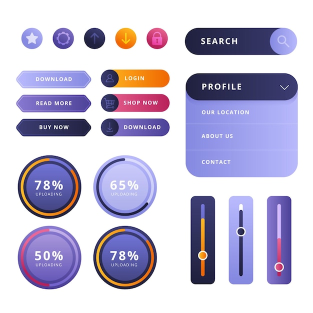 UI/UX-Designelemente mit Farbverlauf