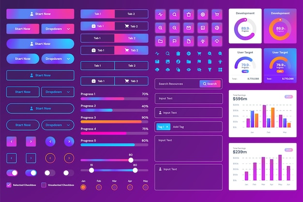 UI/UX-Elemente mit Farbverlauf