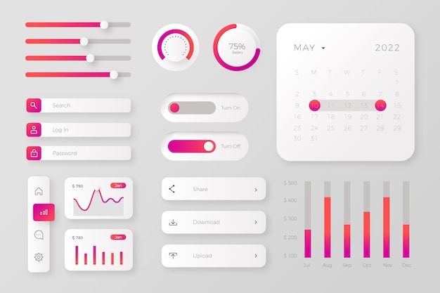 UI/UX-Elementsammlung mit Farbverlauf