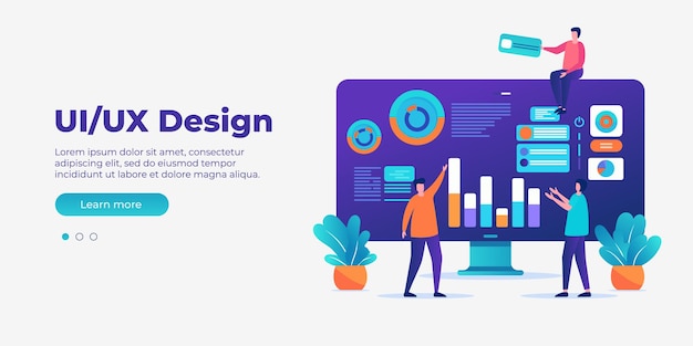 UIUX-Design-Konzept-Illustration Banner-Vektor-Illustrierung ui-Konzept für Ihre Website Datenanalyse-Management SEO Online-Shopping und Startup-Geschäft Vektor EPS 10