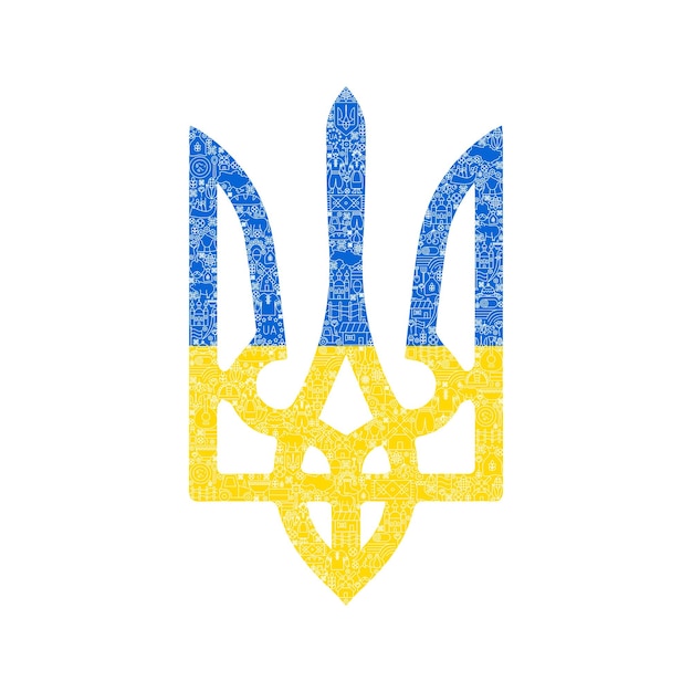 Vektor ukraine dreizack-linienkunst