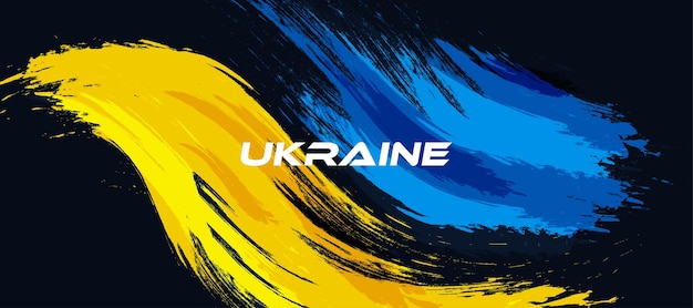 Ukraine-Flagge mit Pinsel-Konzept Flagge der Ukraine im Grunge-Stil Betet für die Ukraine Handgemalte Pinselflagge des Landes der Ukraine