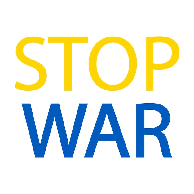 Ukraine-flagge mit stop-war-wort