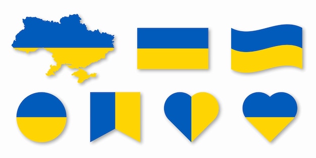 Ukraine-Flagge Ukrainisches Flaggensymbol Nationalflagge der Ukraine Ukraine-Karte Vektorillustration Eps 10