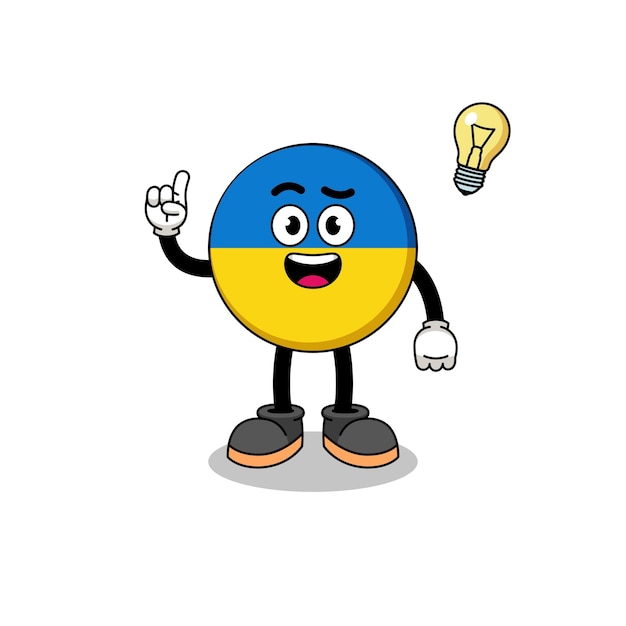 Ukraine-flaggen-cartoon mit einer idee pose character design