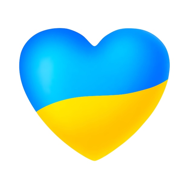 Ukraine Herz 3D-geformte nationale ukrainische Flaggensymbol Ukrainisches Symbol in patriotischen gelb-blauen Farben