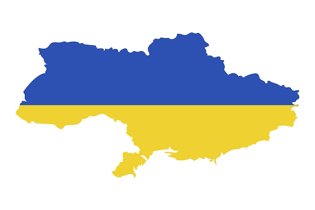 Ukraine-Karte in Nationalflagge gefärbt, isoliert auf weißen Vektorgrafiken