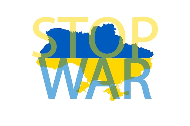 Vektor ukraine-karte mit stop-war-wort vektorillustration