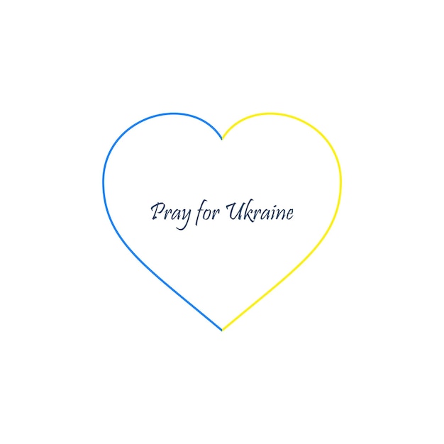 Ukraine zeichen umriss herz vektor isoliert auf weißem hintergrund symbol der liebe blaue und gelbe farbe