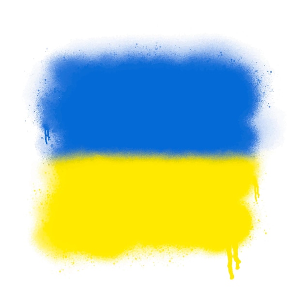 Ukrainische flagge graffiti pinselstrich und textur grunge abstraktes handgemaltes element