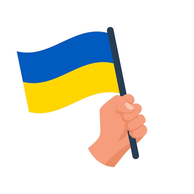 Ukrainische flagge hält patriot in der hand unabhängiges land