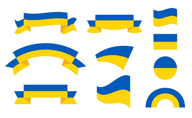 Ukrainische Flagge und Bänder