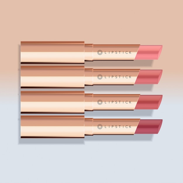 Vektor ultra slim lippenstift mit roségold-verpackung