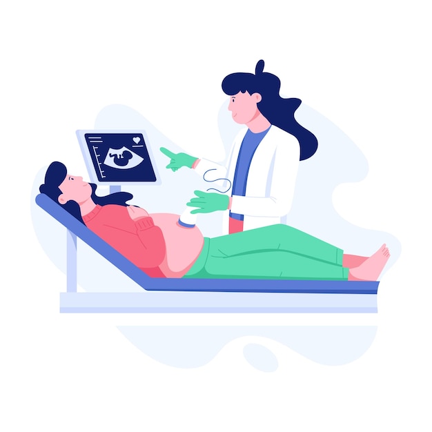 Ultraschall-Illustration der Schwangerschaft im flachen Stil
