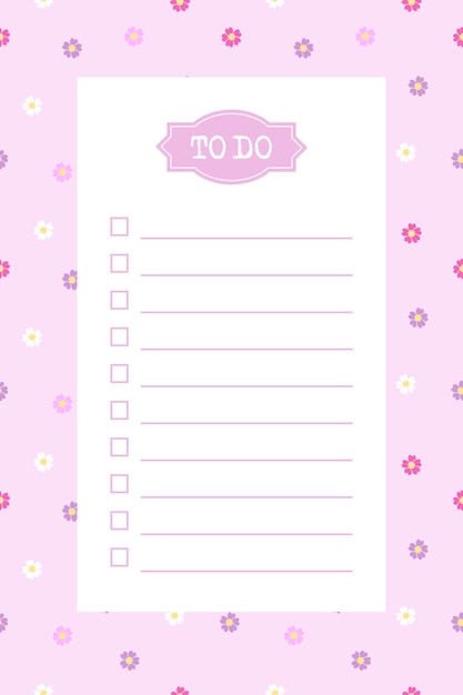 Um eine leere Vorlage der Liste mit einem Kontrollkästchen mit blumigem Primrose-Hintergrund zu erstellen