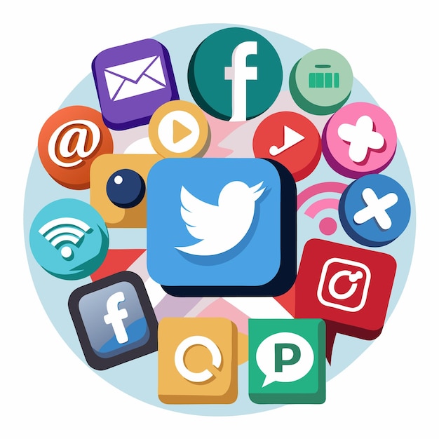 Umfassende Sammlung von Social-Media-Ikonen Vektor-Illustration