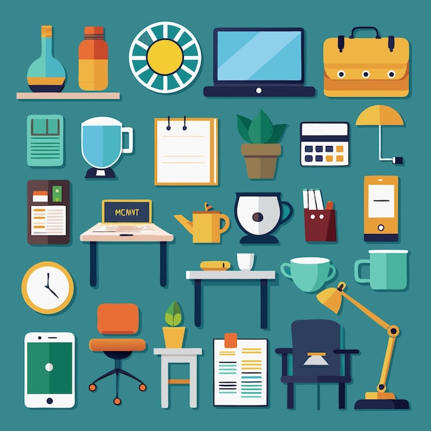 Umfassendes Büro-Ikonensatz, um Ihren Geschäfts- und Arbeitsablauf zu optimieren