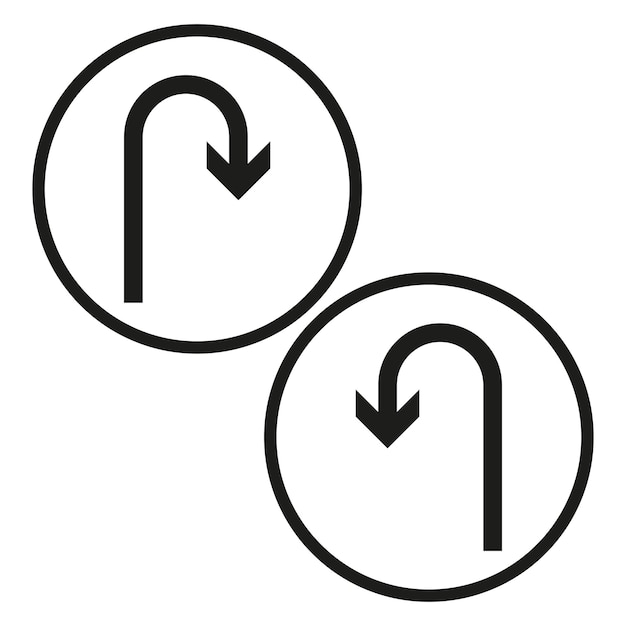 Vektor umkehrzeichen in kreisförmigen rahmen richtungspfeil-symbole für den verkehrsgebrauch vektorillustration eps 10