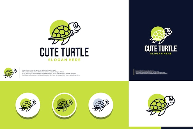 Vektor umriss der ozean-schildkröte-logo-konzeption logo-design-vorlage