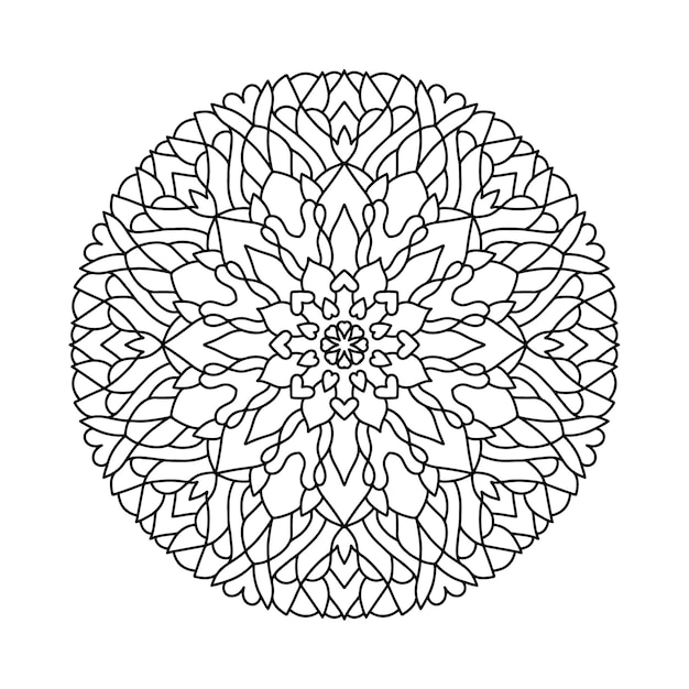 Vektor umriss handgezeichnete vektor-mandala. malvorlage. strichzeichnungen, handgezeichnete skizze.