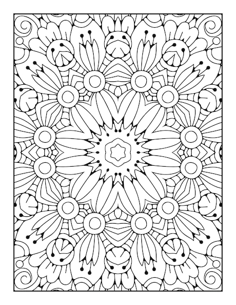 Umriss-mandala-malseite für malbuch und malseite für erwachsene mit schwarz-weißer strichzeichnung