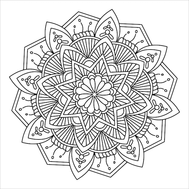 Umriss mandala muster antistress malvorlagen für erwachsene hand gezeichnete illustration