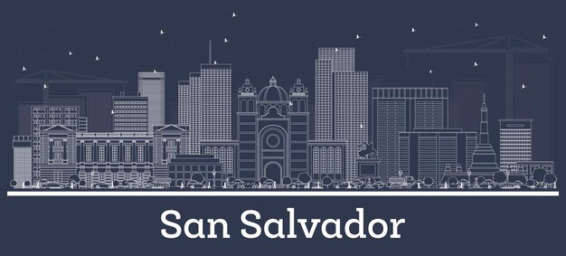 Vektor umriss san salvador skyline mit weißen gebäuden