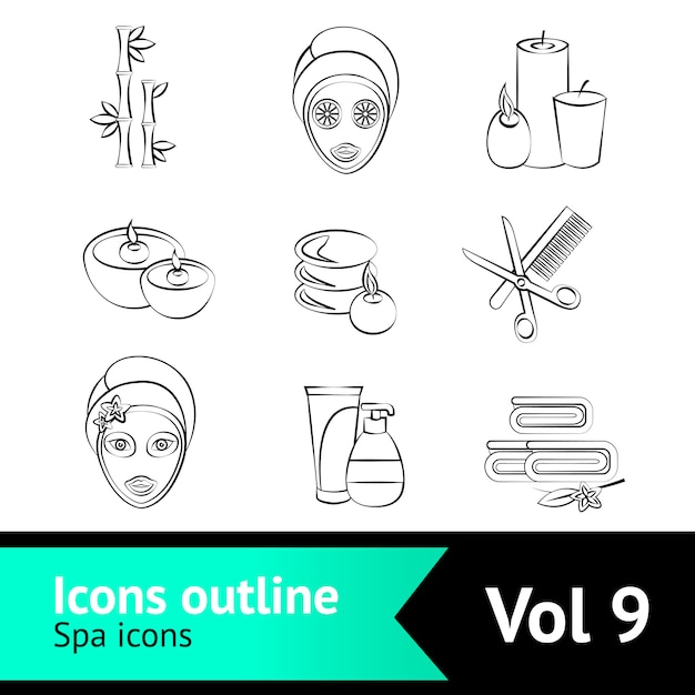 Umriss spa icons set