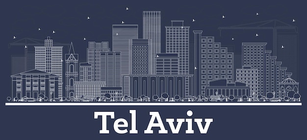 Umrisse der Skyline von Tel Aviv Israel mit weißen Gebäuden