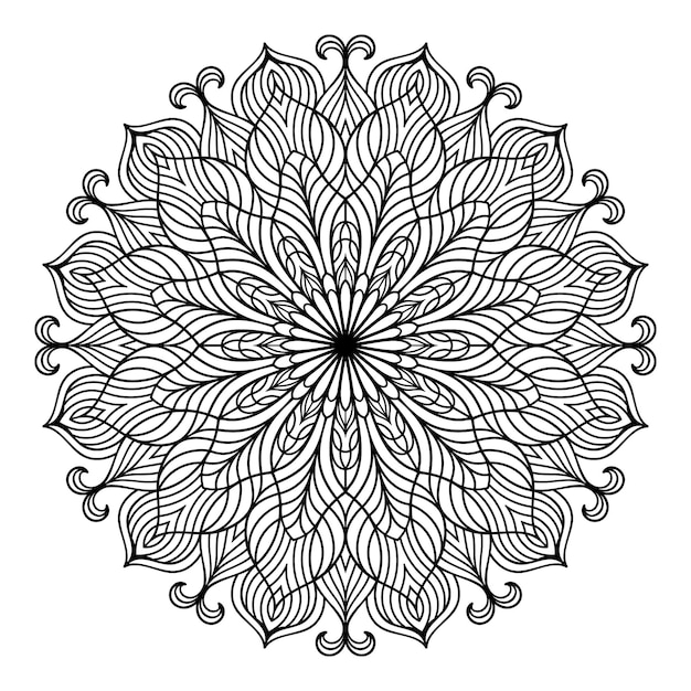 Umrissene handgezeichnete mandala blumenmuster kunstvektor, mandala malvorlagen