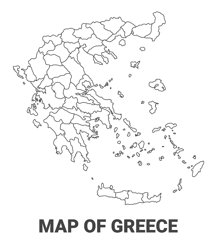 Vektor umrisskarte griechenlands mit regionengrenzen, vektorillustration