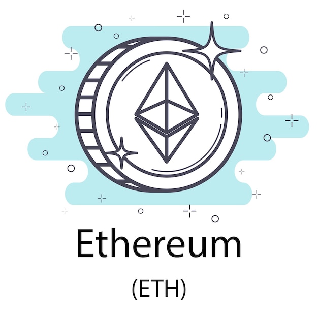 Vektor umrissmünze von ethereum