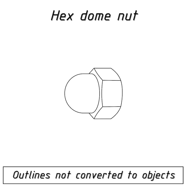Vektor umrissplan für sechskantmuttern-befestigungselement