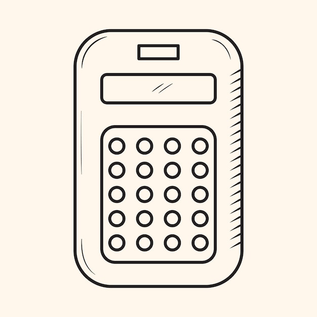 Vektor umrissskizze eines taschenrechners elektronisches gerät zum zählen