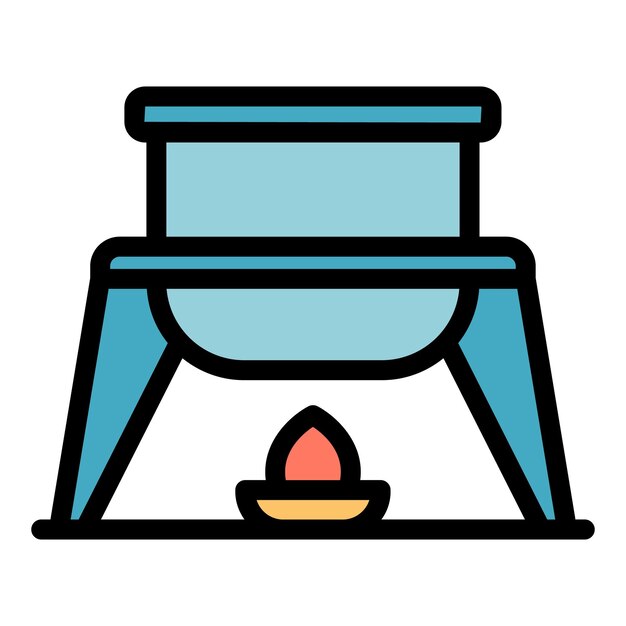 Umrissvektor des fondue-symbols käsedip essen geschmolzene farbe flach