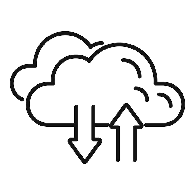 Umrissvektor für Datenwolken-Symbol Web-Schaltfläche Internetschnittstelle