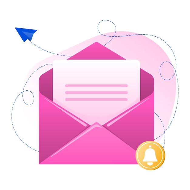 Umschlag mit Dokument. Nachrichten erhalten, Nachrichtenkonzept, E-Mail-Marketing. Vektor-Illustration