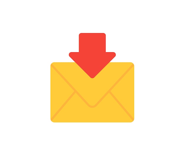 Umschlag mit isoliertem pfeilsymbol. emoji-abbildung. eingehende e-mail-vektor-emoticon