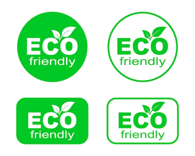 Umweltfreundliche Umgebung. Set mit grünen ECO-Aufklebern. Vektorpapieretiketten isoliert.