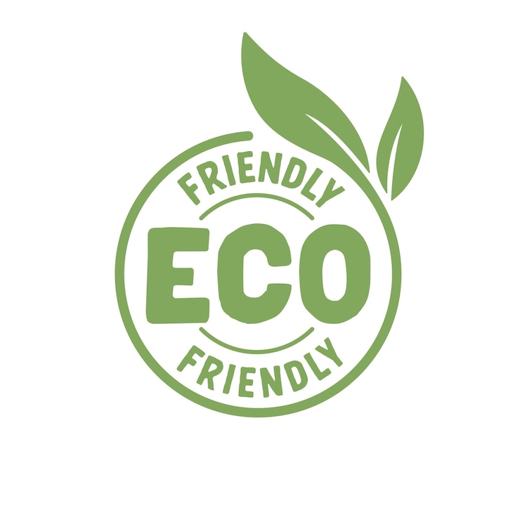 Vektor umweltfreundliches abzeichen. logodesign für gesunde naturprodukte mit pflanzenblättern