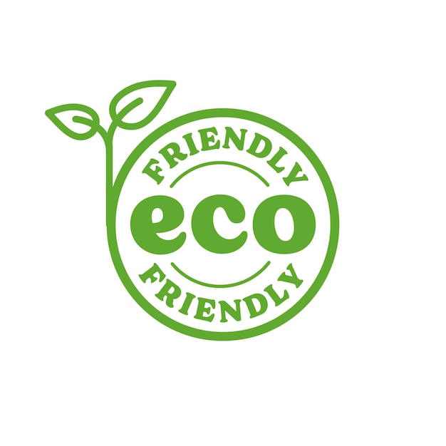Umweltfreundliches Abzeichen. Logodesign für gesunde Naturprodukte mit Pflanzenblättern